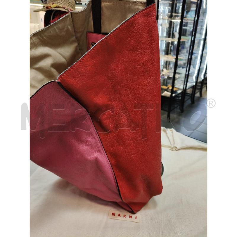SHOPPER MARNI PELLE ROSSO ROSA MANICI MARRONE | Mercatino dell'Usato Roma talenti 3