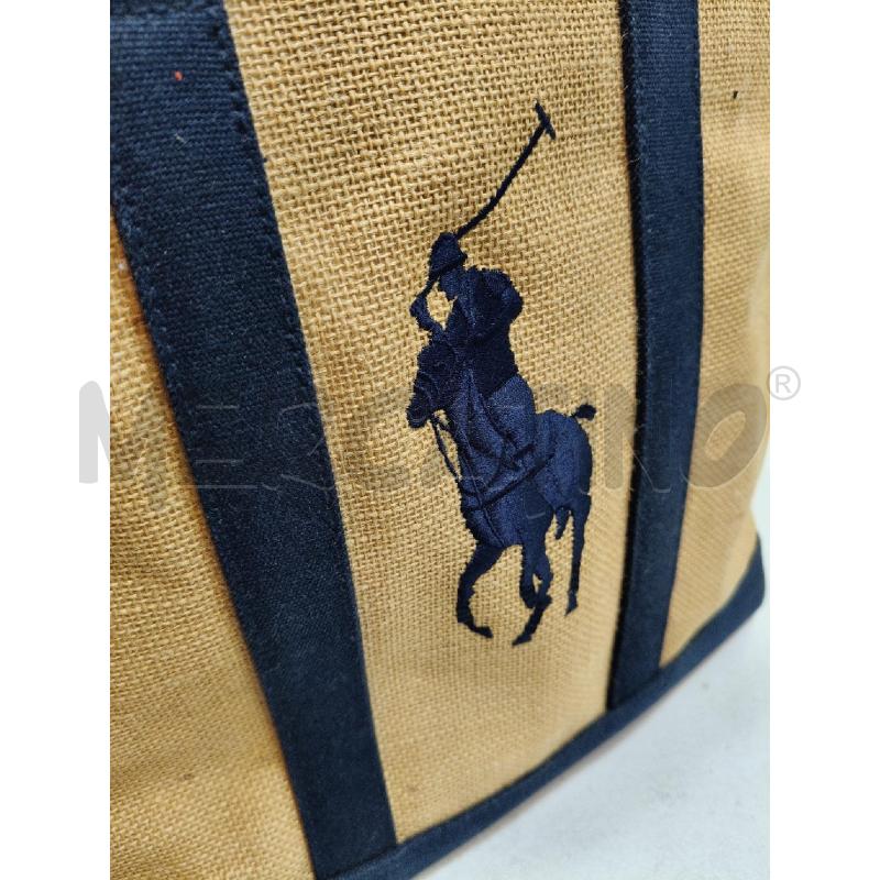 SHOPPER RAFIA RALPH LAUREN PRIFILI CANVAS BLU  | Mercatino dell'Usato Roma talenti 2