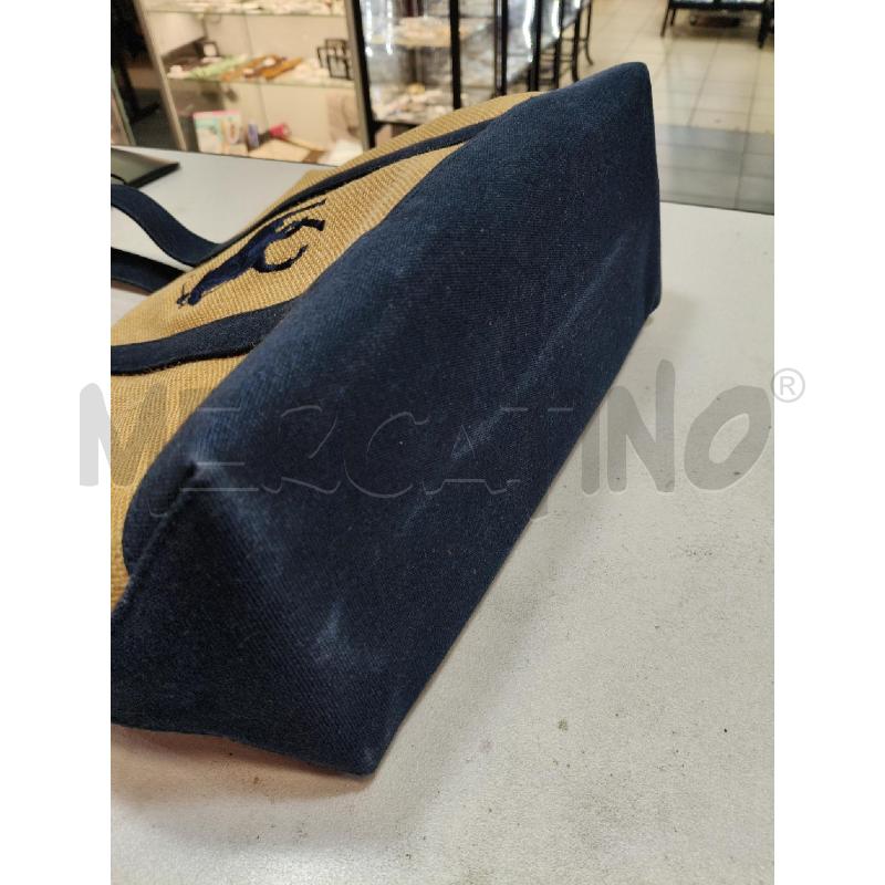 SHOPPER RAFIA RALPH LAUREN PRIFILI CANVAS BLU  | Mercatino dell'Usato Roma talenti 3