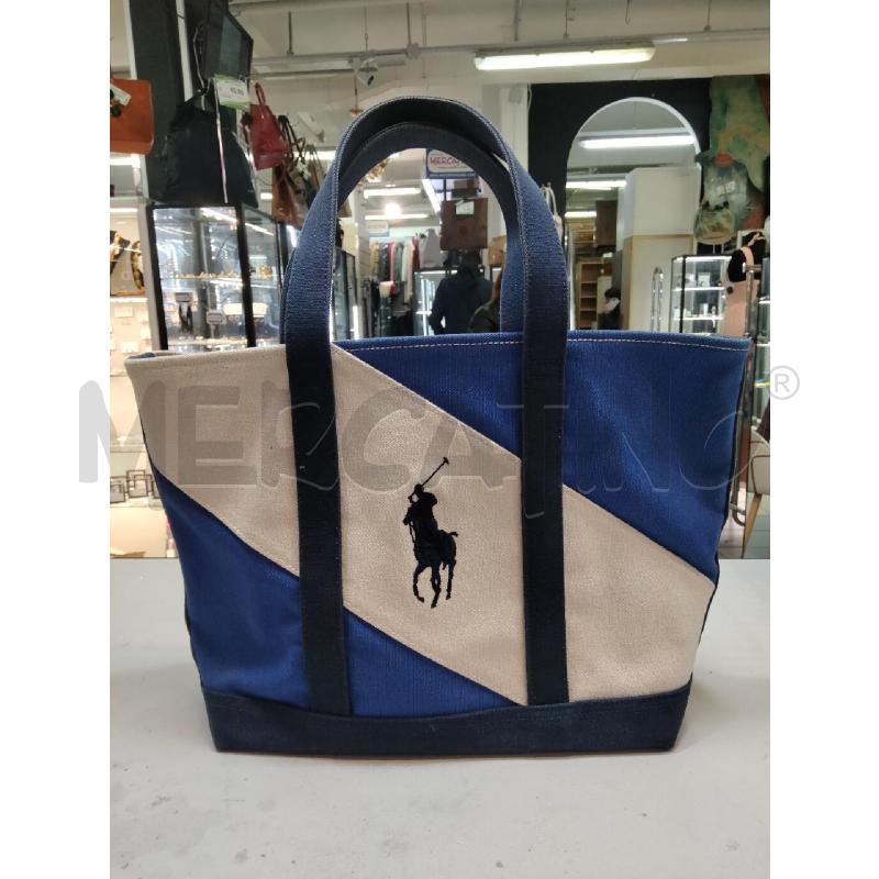 SHOPPER RALPH LAUREN CANVAS BEIGE BLU  | Mercatino dell'Usato Roma talenti 1