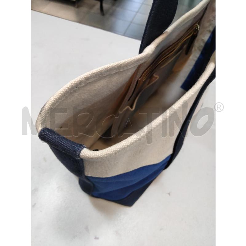 SHOPPER RALPH LAUREN CANVAS BEIGE BLU  | Mercatino dell'Usato Roma talenti 3