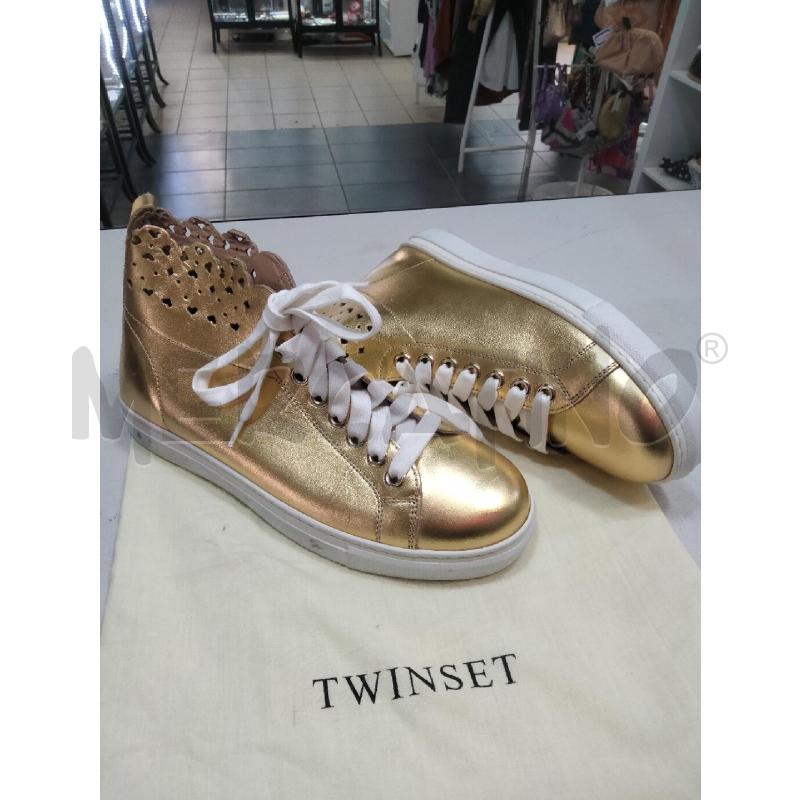 SNEAKERS D ALTA TWIN SET ORO B/TRAF CUORI  | Mercatino dell'Usato Roma talenti 1