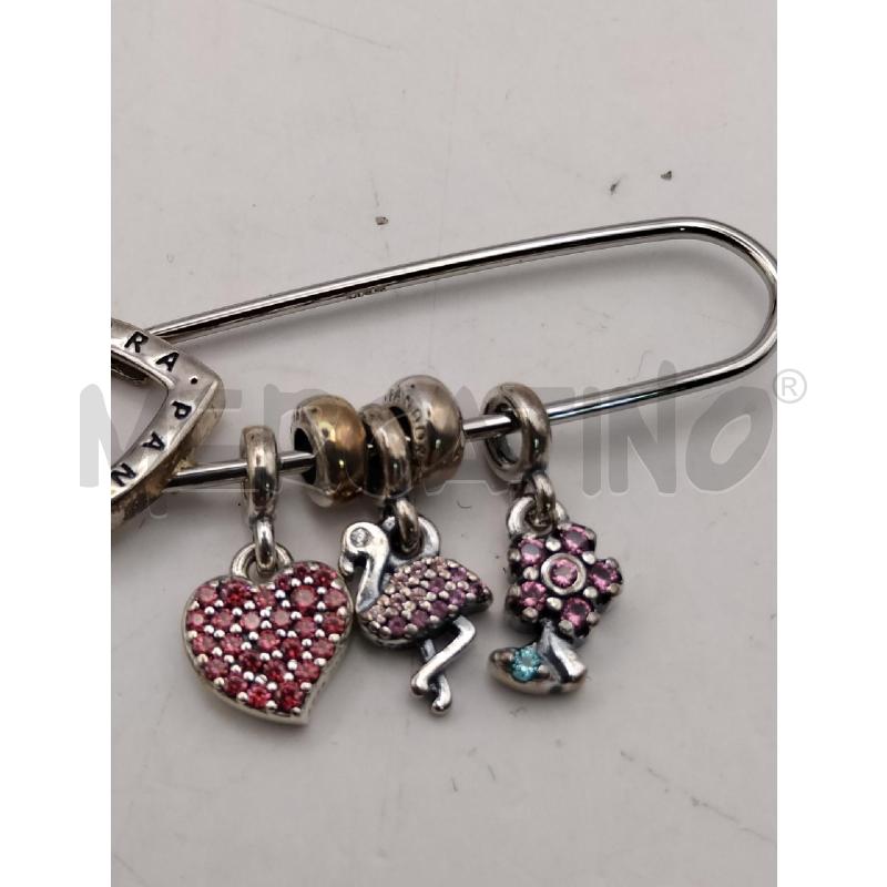 SPILLA BALIA PANDORA CIONSOLI CUORE FENICOTTERI FIORE STRASS ROSA | Mercatino dell'Usato Roma talenti 2