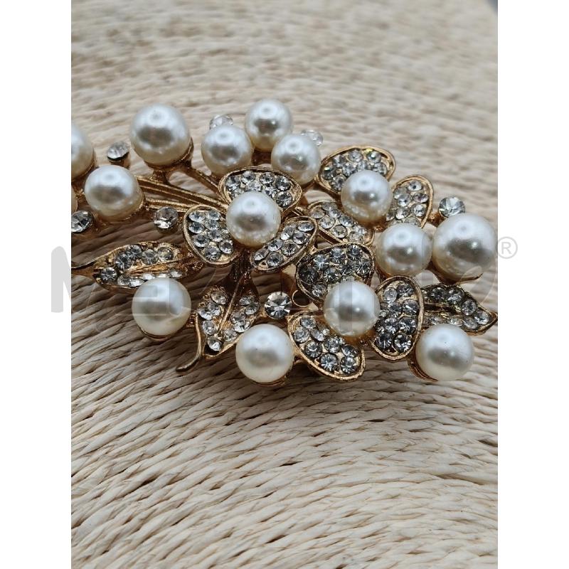 SPILLA MAXI BOUQUET FIORI STRASS PERLE  | Mercatino dell'Usato Roma talenti 2
