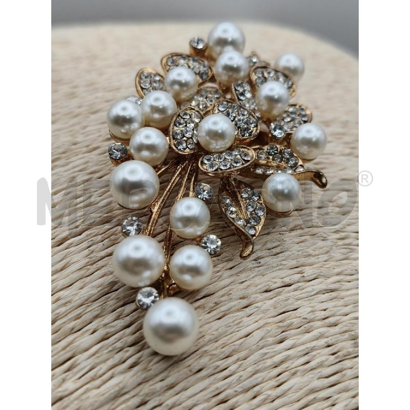 SPILLA MAXI BOUQUET FIORI STRASS PERLE  | Mercatino dell'Usato Roma talenti 3