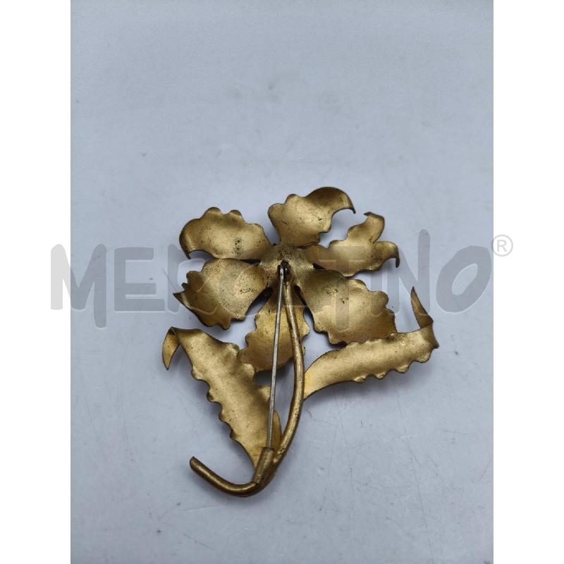 SPILLA MAXI FIORE VINT DOR RIGATO STRASS CENTR | Mercatino dell'Usato Roma talenti 3