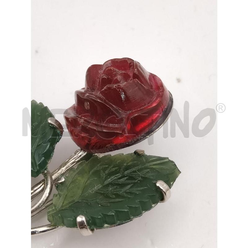 SPILLA ROSA TORMALINA FOGLIE GIADA  | Mercatino dell'Usato Roma talenti 2
