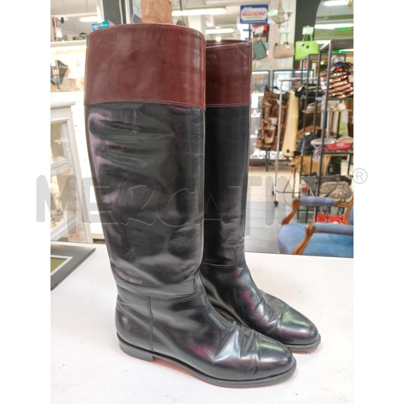 STIVALI EQUITAZIONE SALVATORE FERRAGAMO NERO BORDO MARRONE | Mercatino dell'Usato Roma talenti 1