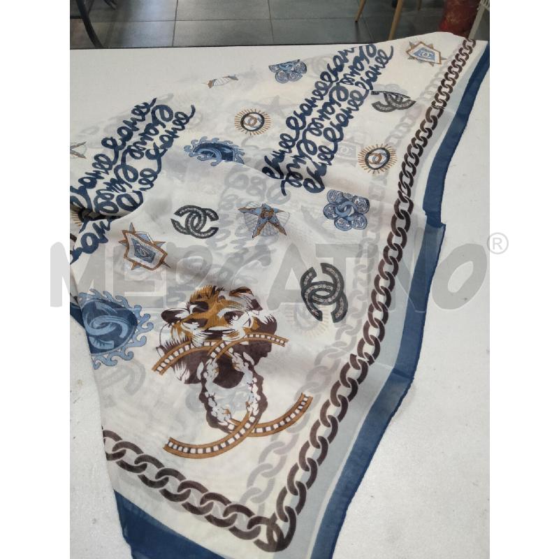 STOLA CHAENL VINTAGE PANNA CORNICE BLU LOGHI BLU OCRA | Mercatino dell'Usato Roma talenti 1