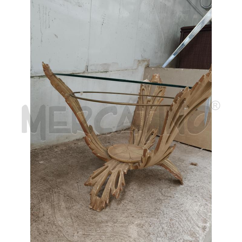 TAVOLINO FOGLIE LEGNO P/VETRO TONDO | Mercatino dell'Usato Roma talenti 4