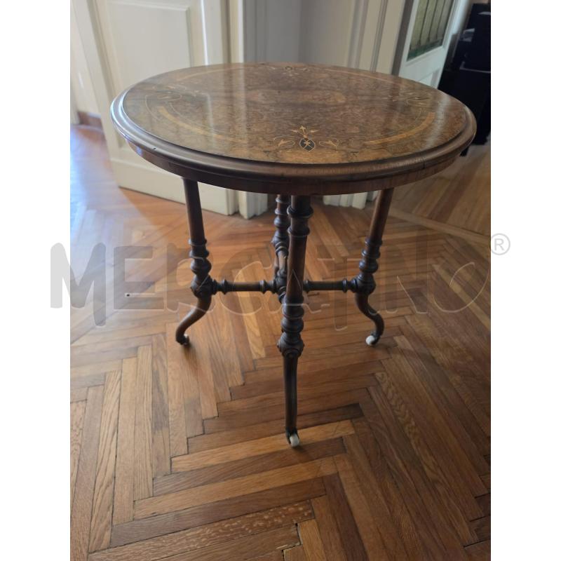 TAVOLINO LEGNO TONDO INTARSIATO | Mercatino dell'Usato Roma talenti 1