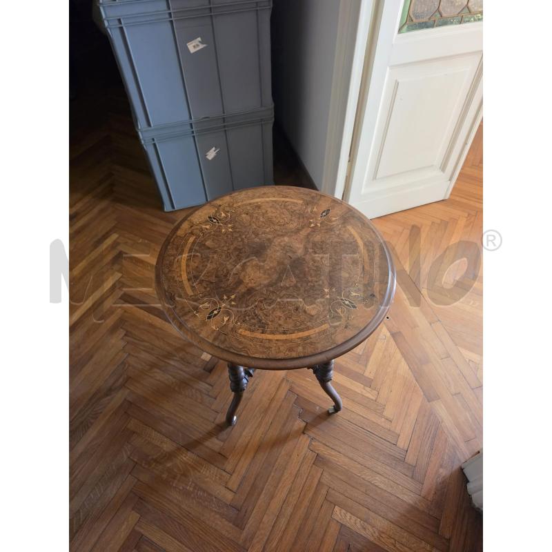 TAVOLINO LEGNO TONDO INTARSIATO | Mercatino dell'Usato Roma talenti 3