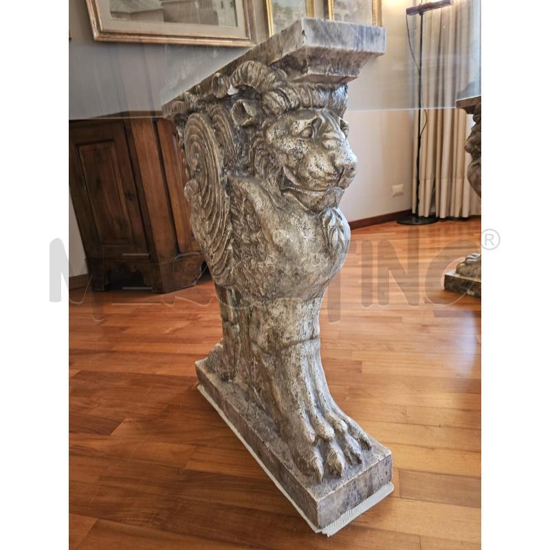 TAVOLO CARIATIDI TRAVERTINO P/CRISTALLO  | Mercatino dell'Usato Roma talenti 3