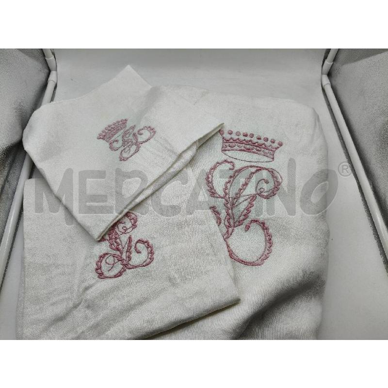 TOVAGLIA+2TOV LINO RICAMI MONOGRAMMA CORONATP  | Mercatino dell'Usato Roma talenti 1
