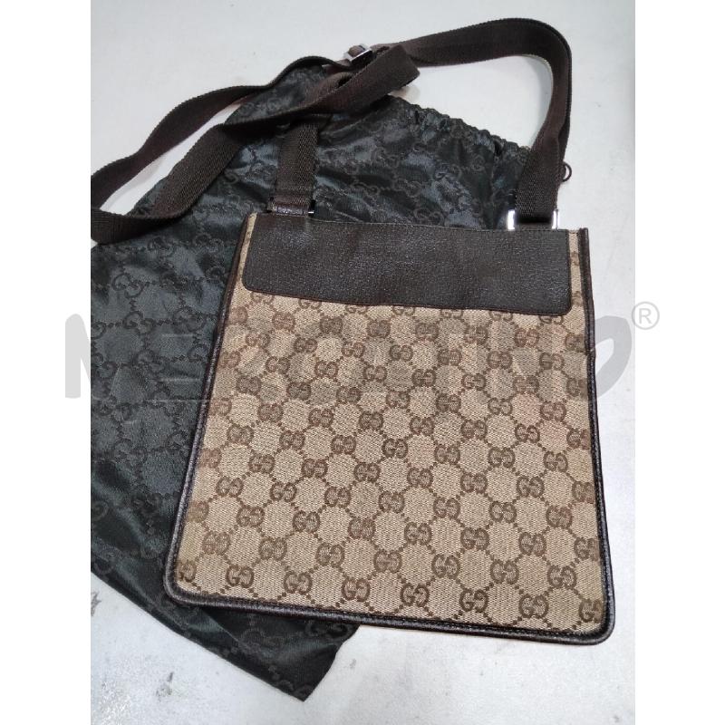 TRACOLLA GUCCI PIATTA TESS BEIGE MONOGRAM/PELLE MARRONE  | Mercatino dell'Usato Roma talenti 1