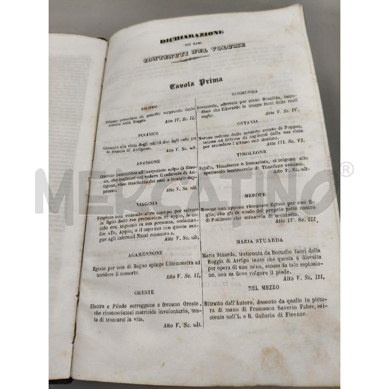 TRAGEDIE DI VITTORIO ALFIERI 1874 | Mercatino dell'Usato Roma talenti 2