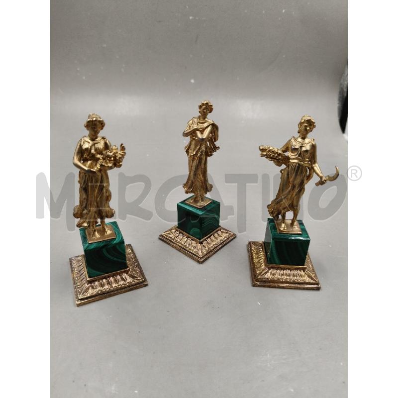 TRIS STATUINE FUSIONE DORATA LE STAGIONI B MALACHITE  | Mercatino dell'Usato Roma talenti 1