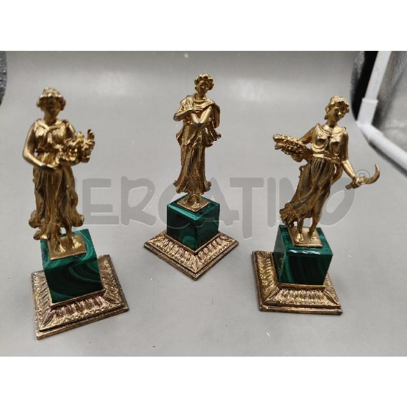 TRIS STATUINE FUSIONE DORATA LE STAGIONI B MALACHITE  | Mercatino dell'Usato Roma talenti 2