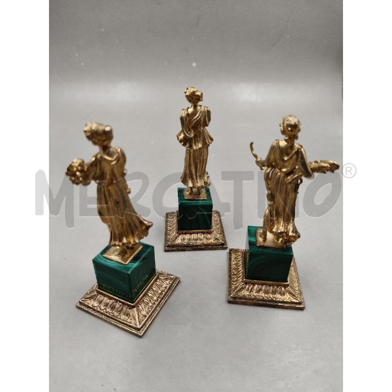 TRIS STATUINE FUSIONE DORATA LE STAGIONI B MALACHITE  | Mercatino dell'Usato Roma talenti 3