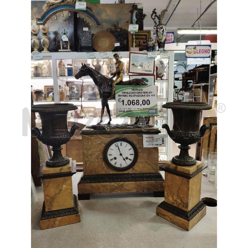 TRITTICO OROLOGIO+CRATERI BR MARMO EQUITAZIONE DA RIV  | Mercatino dell'Usato Roma talenti 1