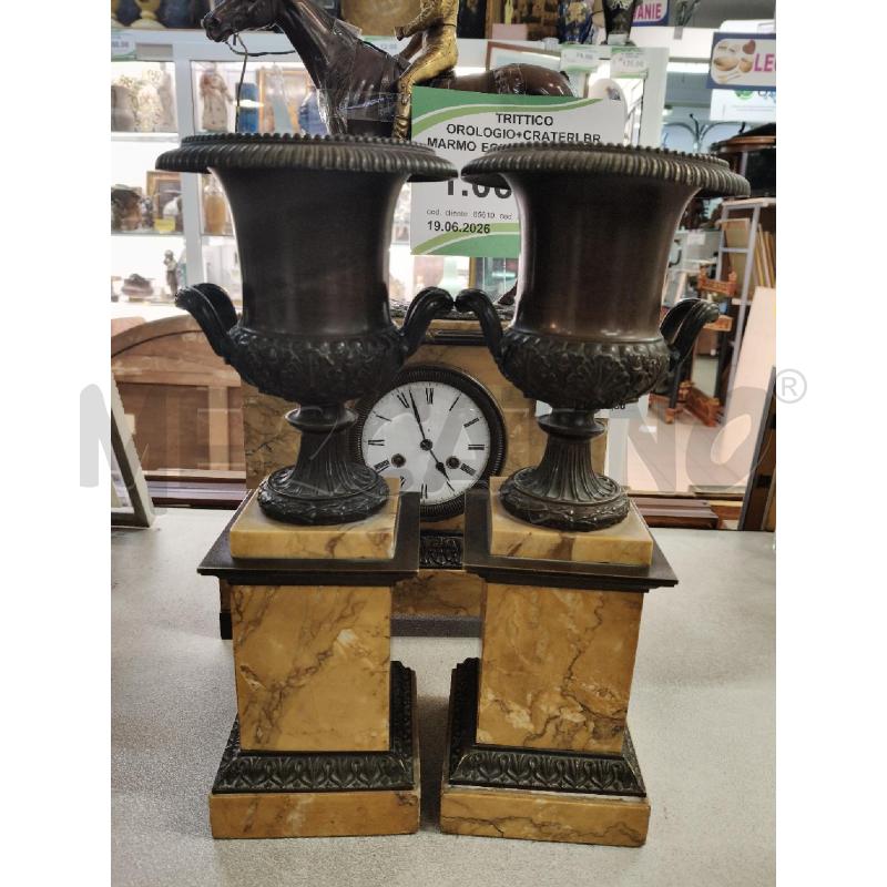 TRITTICO OROLOGIO+CRATERI BR MARMO EQUITAZIONE DA RIV  | Mercatino dell'Usato Roma talenti 2