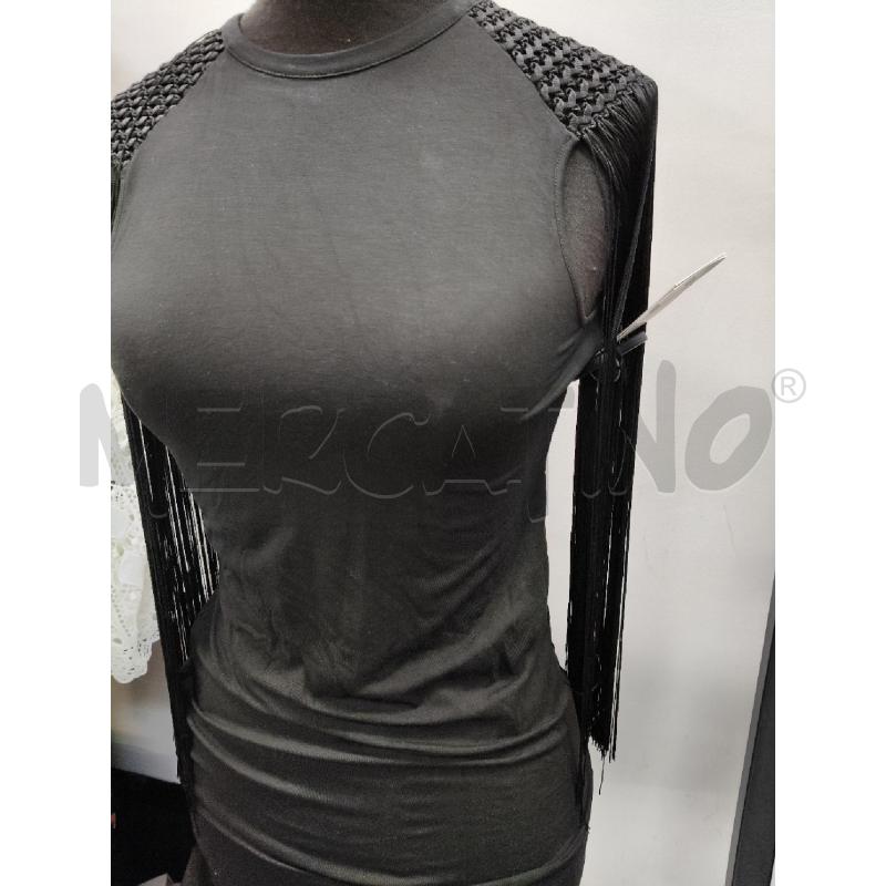 TUBINO D PATRIZIA PEPE NERO MAGLIA SPALLINE INTRECCIO FRANGE | Mercatino dell'Usato Roma talenti 3