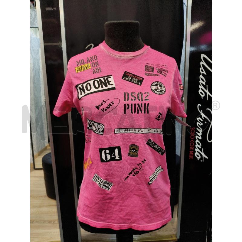 T SHIRT DSQUARED ROSA FLUO SCRITTE NE  | Mercatino dell'Usato Roma talenti 1