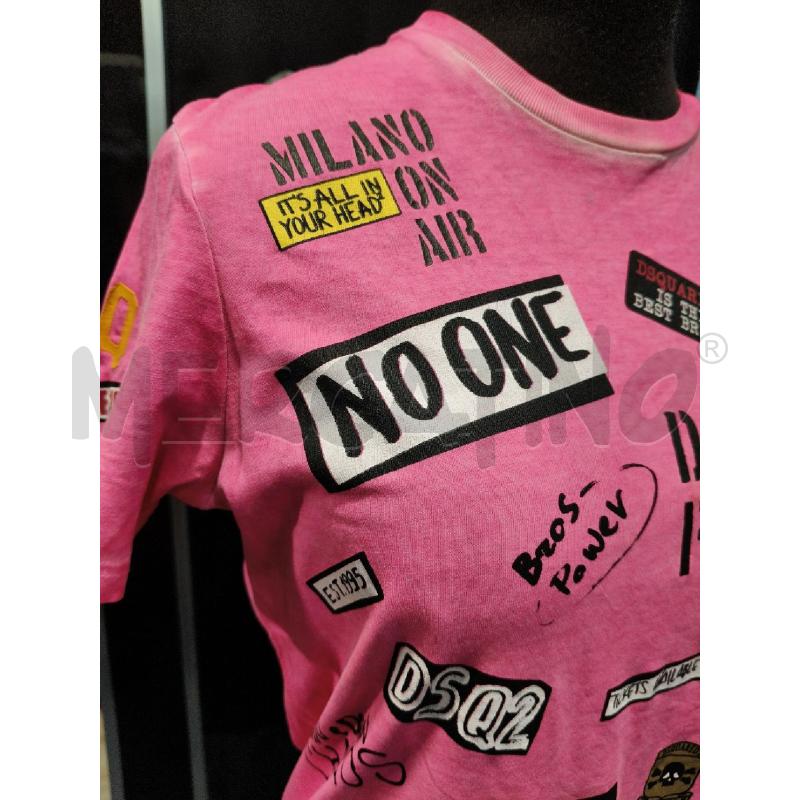 T SHIRT DSQUARED ROSA FLUO SCRITTE NE  | Mercatino dell'Usato Roma talenti 2