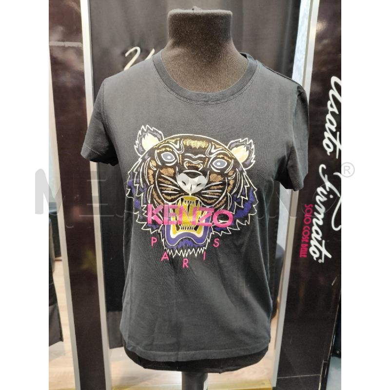 T SHIRT D KENZO NERO TIGRE LOGO MAGENTA | Mercatino dell'Usato Roma talenti 1