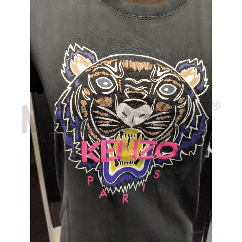T SHIRT D KENZO NERO TIGRE LOGO MAGENTA | Mercatino dell'Usato Roma talenti 2