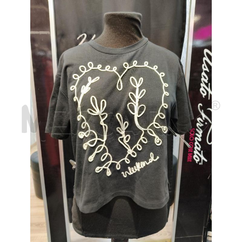 T SHIRT D MAX MARA NERO DECO CUORE BEIGE FILO  | Mercatino dell'Usato Roma talenti 1