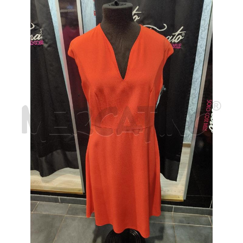VESTITO DONNA BOSS ARANCIONE IN CREPE SCOLLO V CUCI  | Mercatino dell'Usato Roma talenti 1