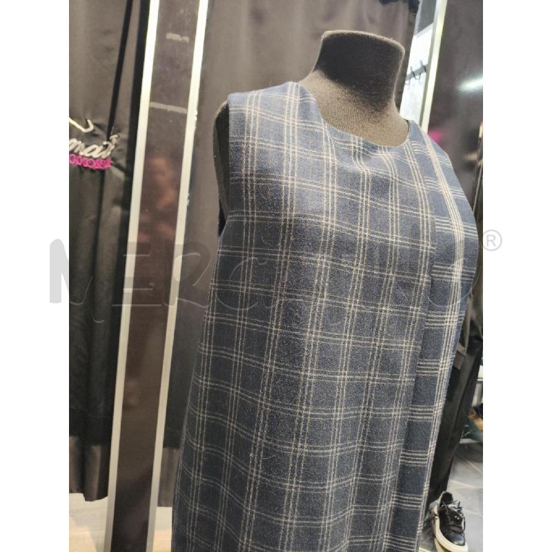 VESTITO MIDI LIVIANA CONTI BLU QUADRI GRI PIEGHE LAT  | Mercatino dell'Usato Roma talenti 2