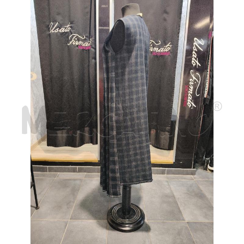 VESTITO MIDI LIVIANA CONTI BLU QUADRI GRI PIEGHE LAT  | Mercatino dell'Usato Roma talenti 3