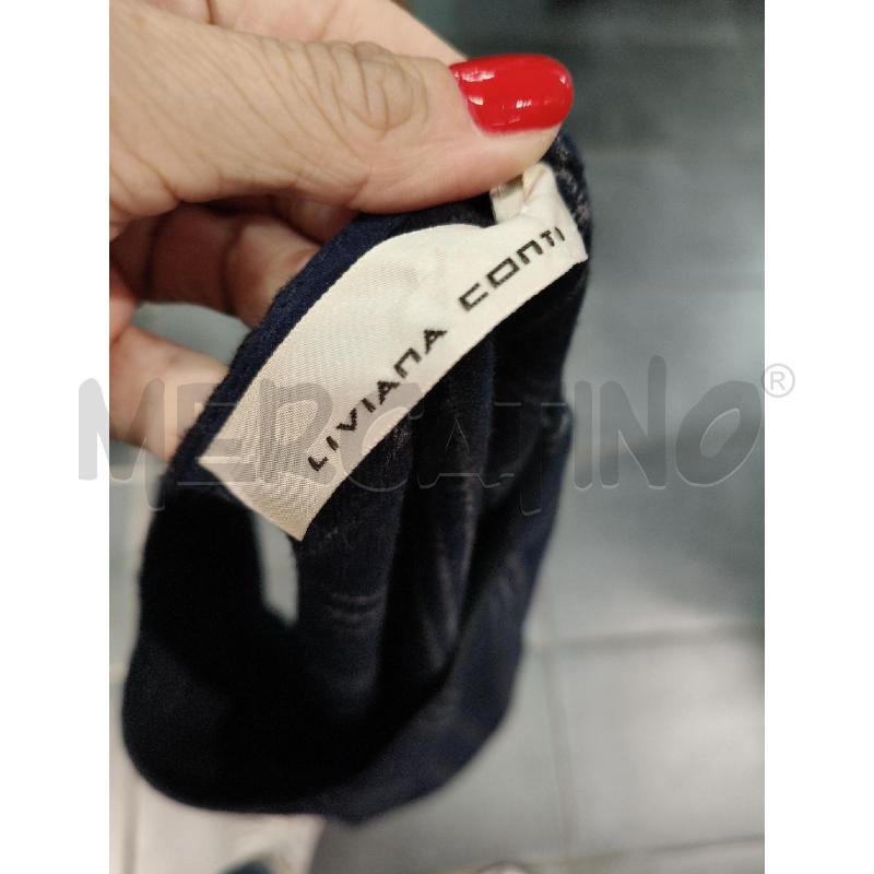 VESTITO MIDI LIVIANA CONTI BLU QUADRI GRI PIEGHE LAT  | Mercatino dell'Usato Roma talenti 5