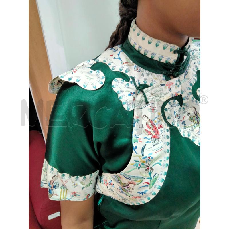 VESTITO ORIGINALE CINESE SETA VERDE INSERTI RICAMATI  | Mercatino dell'Usato Roma talenti 2