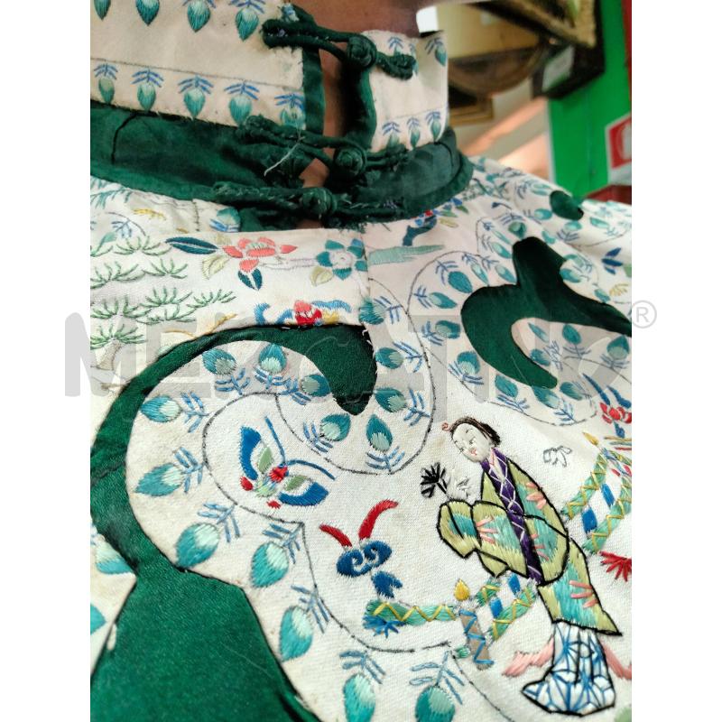 VESTITO ORIGINALE CINESE SETA VERDE INSERTI RICAMATI  | Mercatino dell'Usato Roma talenti 3