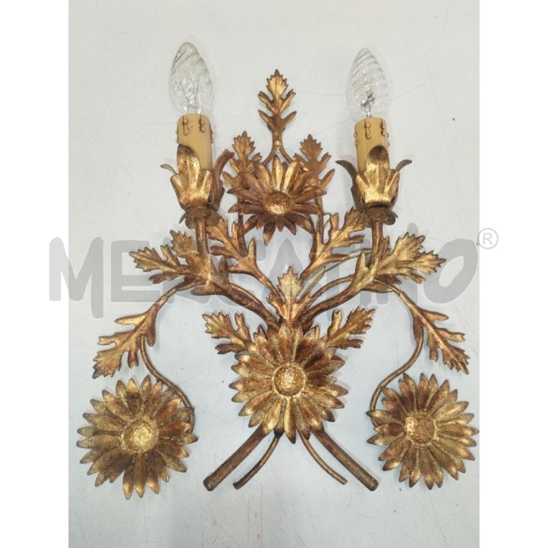 APPLIQUE DORATA FIORI E FOGLIE 2 LUCI  | Mercatino dell'Usato Roma zona marconi 2