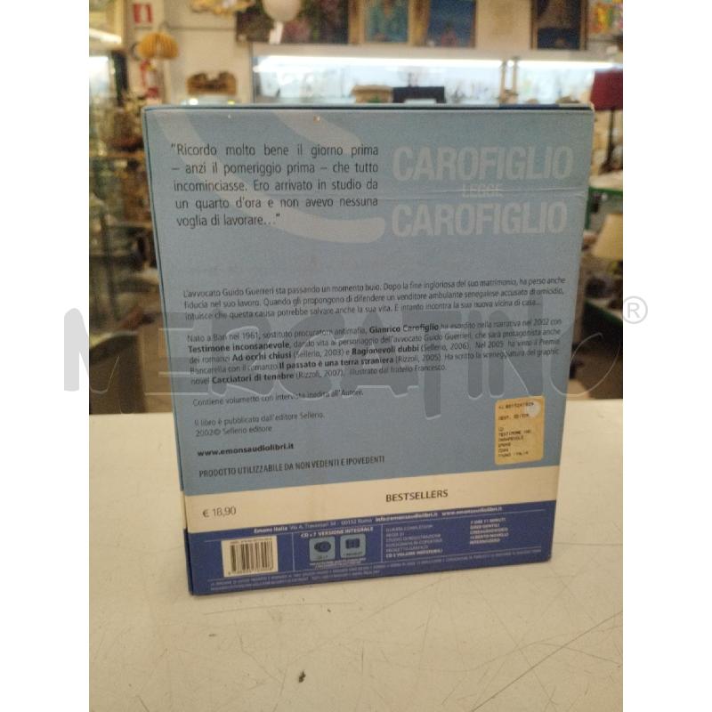 AUDIOLIBRO G.CAROFIGLIO TESTIMONE INCONSAPEVOLE | Mercatino dell'Usato Roma zona marconi 2