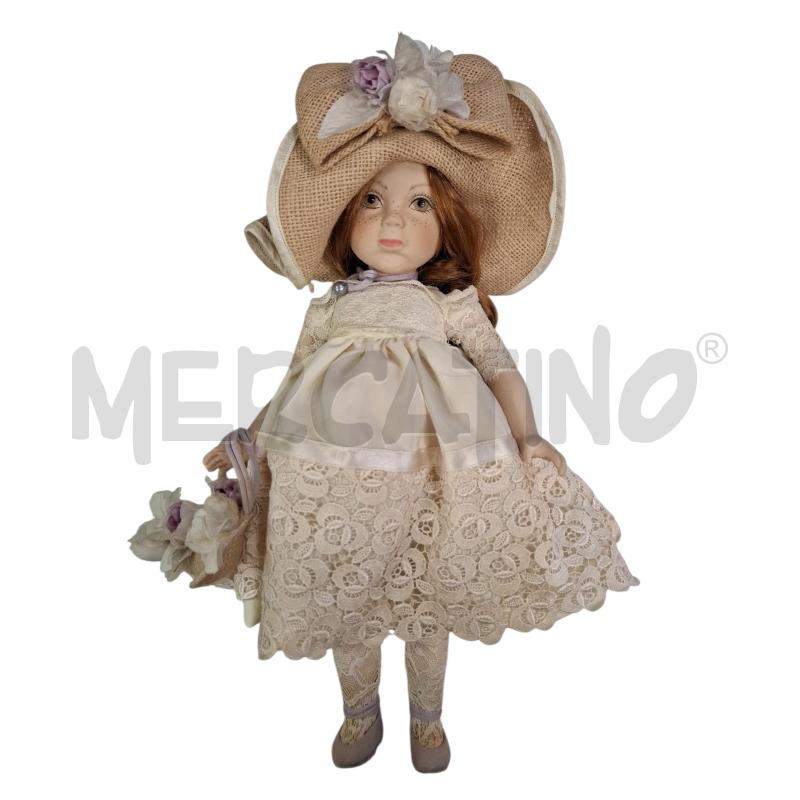 BAMBOLA PORCELLANA L'INFINITO CM 36 VESTITO CREMA C/CAPPELLO | Mercatino dell'Usato Roma zona marconi 1