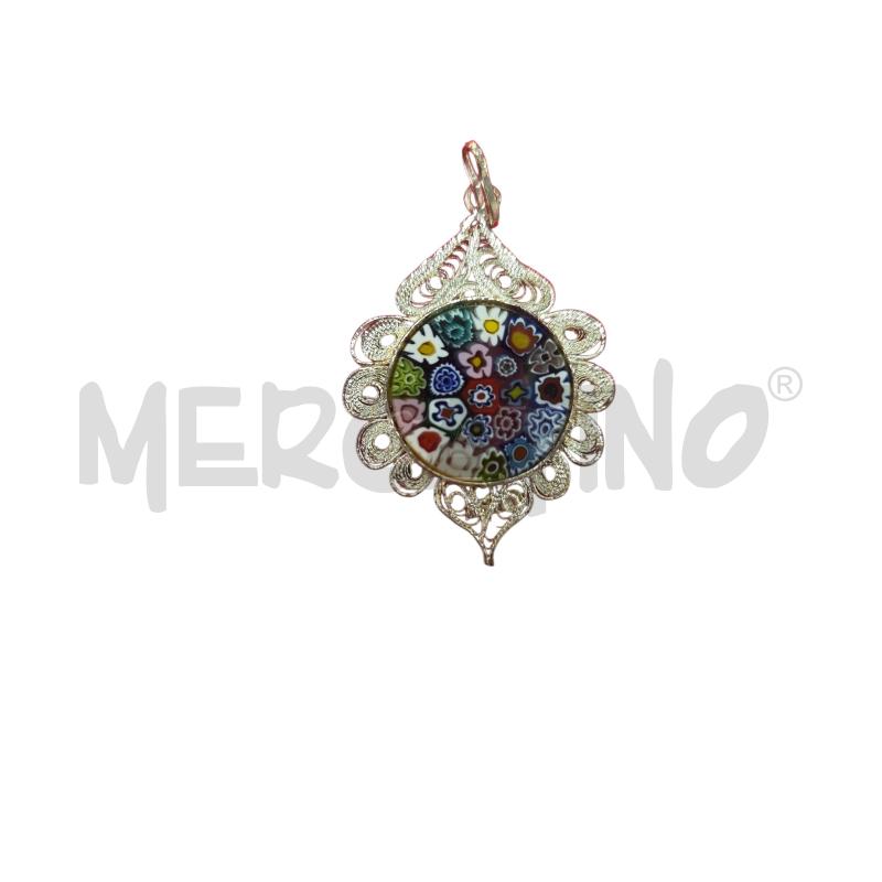 CIONDOLO CROCE FILIGRANA MURRINA FIORE 4CM  | Mercatino dell'Usato Roma zona marconi 1