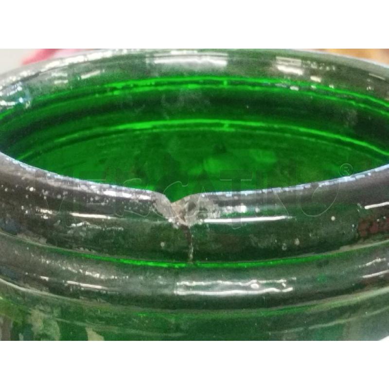 DAMIGIANA VETRO VERDE DECOUPAGE FIORI | Mercatino dell'Usato Roma zona marconi 3
