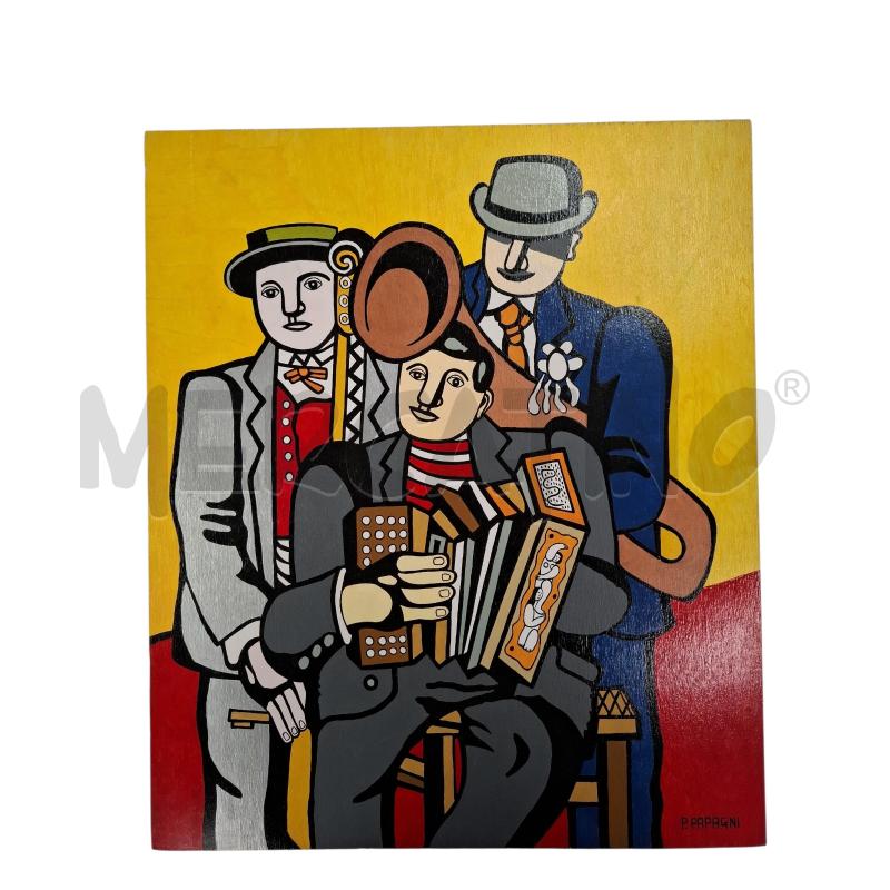 DIPINTO SU LEGNO I TRE MUSICISTI | Mercatino dell'Usato Roma zona marconi 1