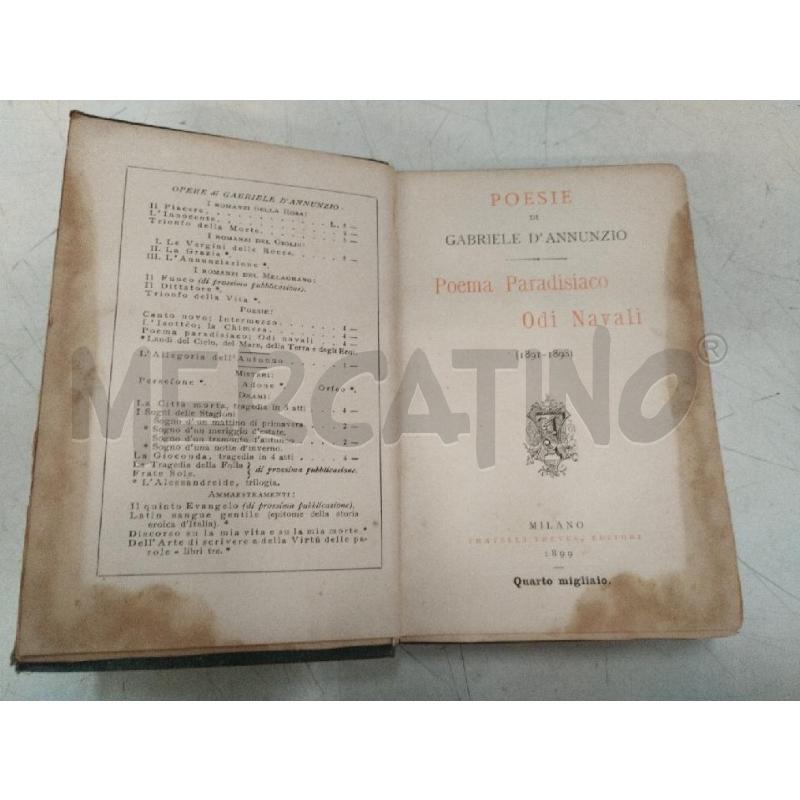 D'ANNUNZIO POEMA PARADISIACO ODI NAVALI | Mercatino dell'Usato Roma zona marconi 2