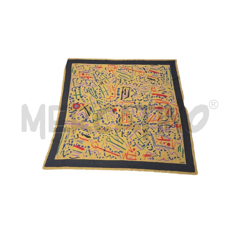 FOULARD FENDI SENAPE DISEGNI BORDI NERI | Mercatino dell'Usato Roma zona marconi 1