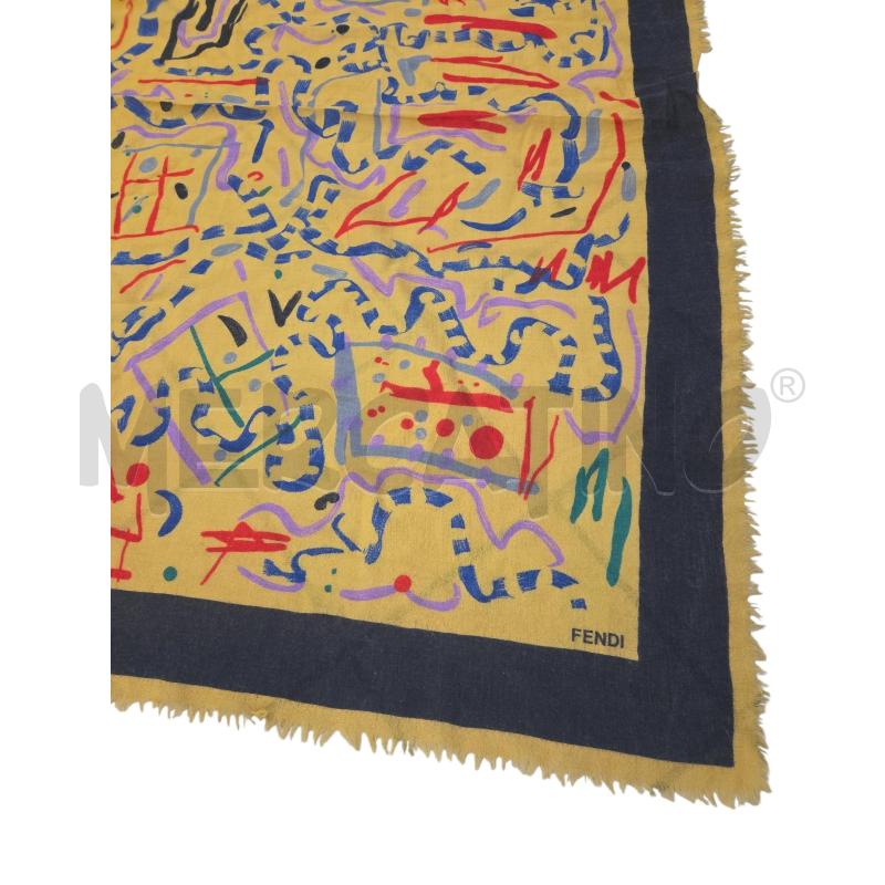 FOULARD FENDI SENAPE DISEGNI BORDI NERI | Mercatino dell'Usato Roma zona marconi 2