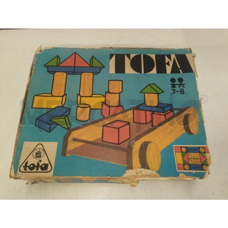 GIOCO LEGNO TOFA CARRELLO CON COSTRUZIONI | Mercatino dell'Usato Roma zona marconi 1