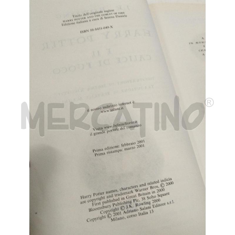 HARRY POTTER E IL CALICE DI FUOCO | Mercatino dell'Usato Roma zona marconi 2