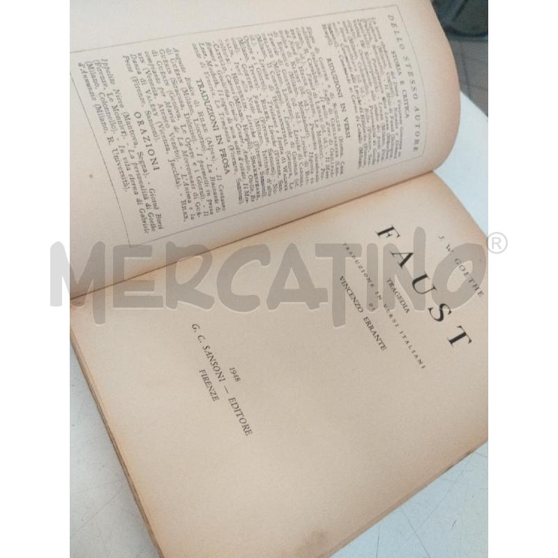 J.W.GOETHE FAUSTO 1948 SANSONI | Mercatino dell'Usato Roma zona marconi 3