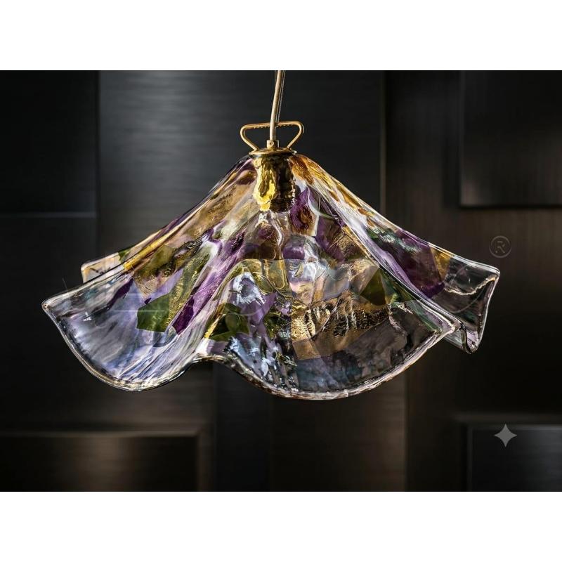 LAMPADARIO LA MURRINA FAZZOLETTO CHAMPAGNE VERDE VIOLA | Mercatino dell'Usato Roma zona marconi 1